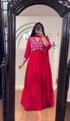 Pc 347 Embroidery Faux Georgette Gown With Dupatta Wholesale Clothing Suppliers In India